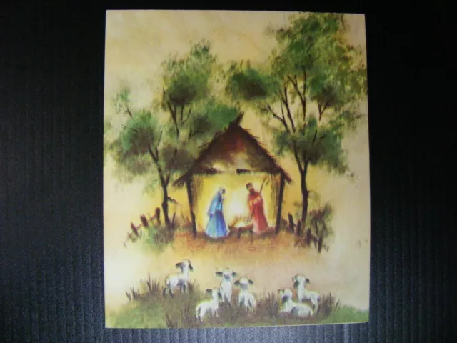 VTG "Mary Joseph & Jesus in Stable" Xmas Card - A Hickory Creation  W/Env UNUSED