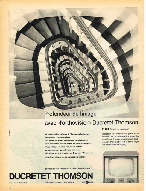 PUBLICITE ADVERTISING 124  1959  DUCRETET-THOMSON   téléviseur
