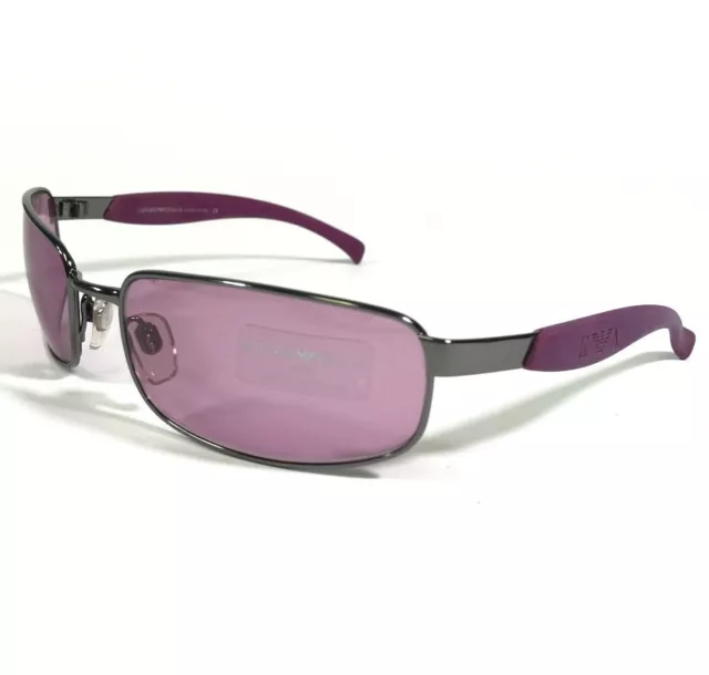 Emporio Armani Sunglasses 131-S 1144/5 Gray Purple Rectangular w/ Purple Lenses
