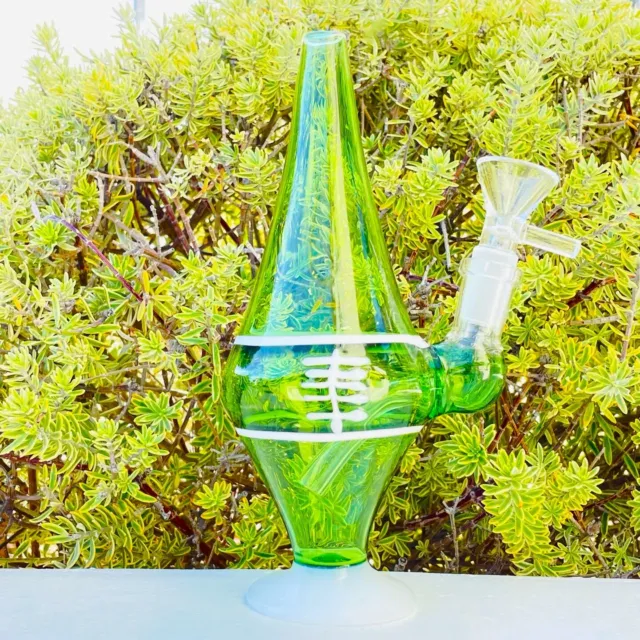 7" Green Football Shape Glass Bong Tobacco Smoking Herb Water Pipe BB-030