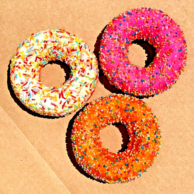 Realistic Faux Glazed Frosted Doughnut Prop Display Fake Dessert with Sprinkles