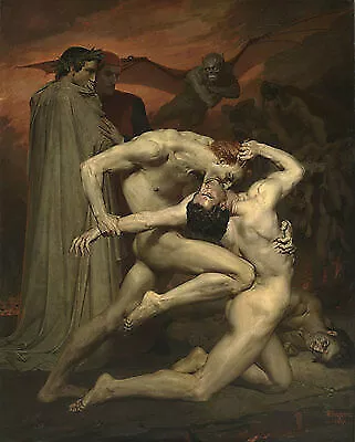 Dante and Virgile William Adolphe Bouguereau Kampf Inferno Nackt Mann B A3 03458