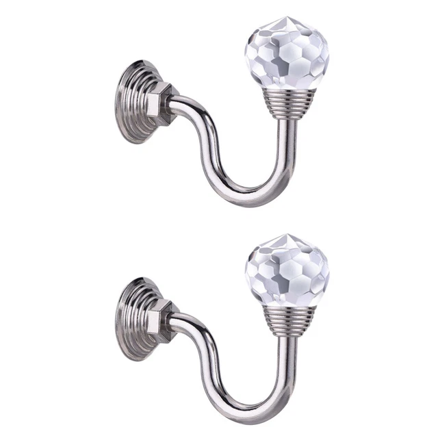 4 Pcs hold backs for curtains Curtain Holdbacks Hooks Wall Mounted Clear Crystal