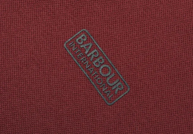 Barbour International Burgundy Short Sleeve Polo Shirt Top Sz L Pit to Pit 21"