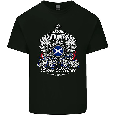 Scottish Soul Biker Attitude Motorcycle Mens Cotton T-Shirt Tee Top