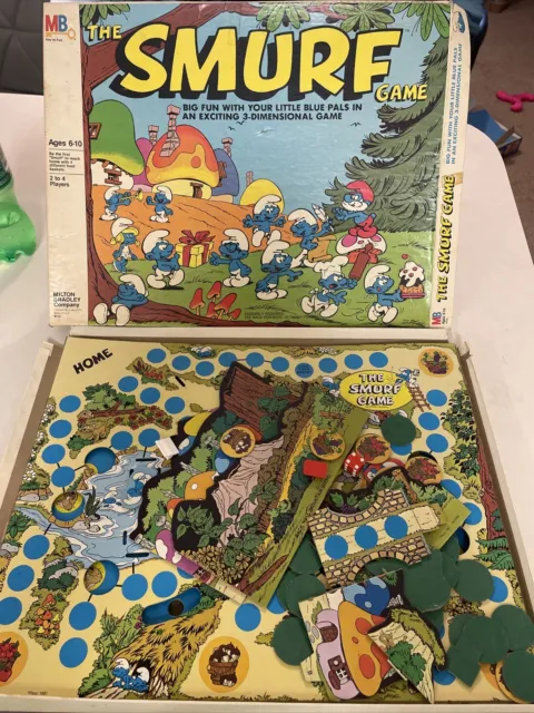 Vintage The Smurf 3D Board Game 1981 Milton Bradley No. 4113 Box Rough!