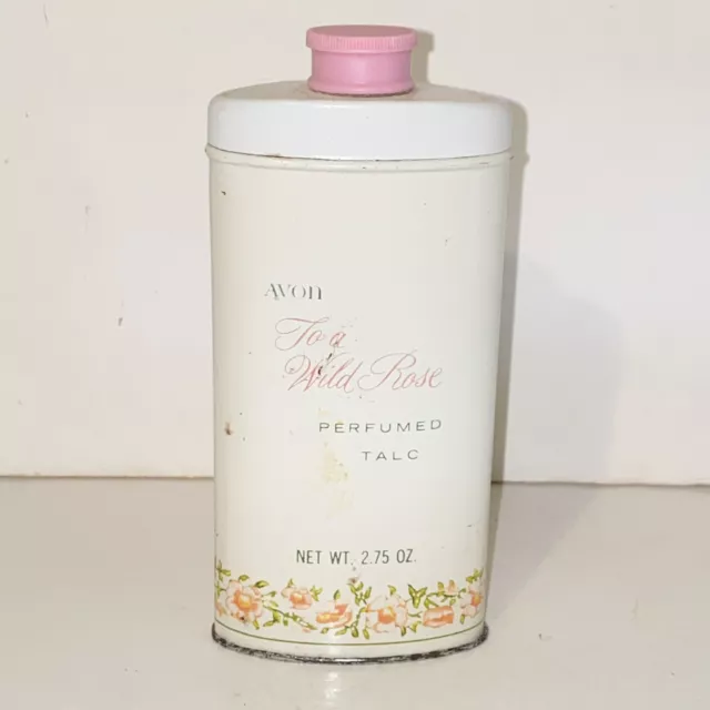 Vintage Avon To A Wild Rose Perfumed Talc in Decorative 2.75 oz Tin