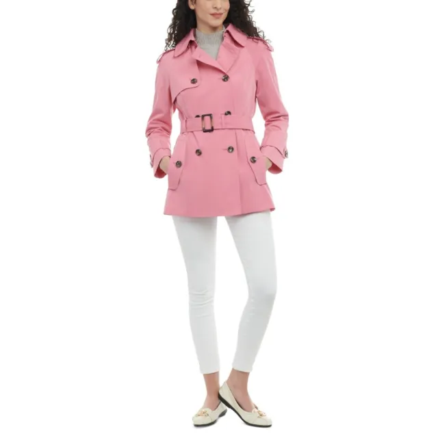 London Fog Women's Pink Double-Breasted Belted Trench Coat NWOT - Size XS