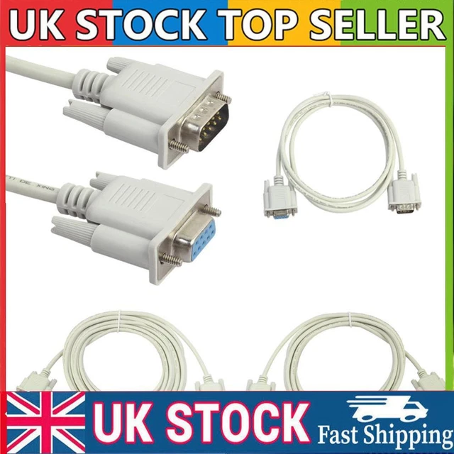 SERIAL RS232 9-PIN Male to Female DB9 9-Pin PC Converter Extension ...