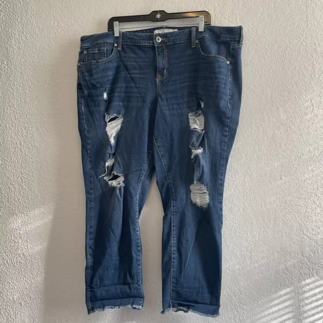 Torrid First at Fit Womens Plus Sz 22 Distressed Destroyed Boyfriend Crop Jean