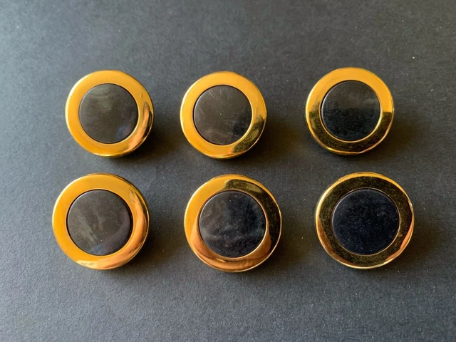 Lot De 15 Boutons Vintage En Métal Doré - Diamètre 19 Mm - 4 Trous - Pour Blazer Ou Veste - Occasion Mais Neufs