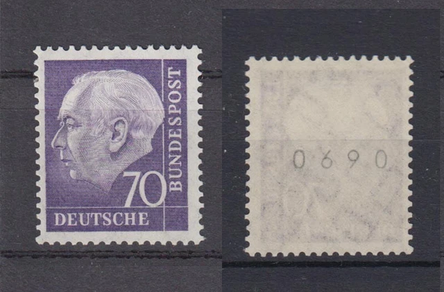 Bund 263 xw RM gerade Nummer 0690 Theodor Heuss 70 Pf postfrisch