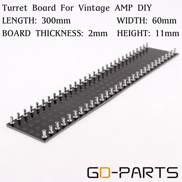 300x60x2mm Tag strip Terminal Turret BOARD Vintage HIFI Guitar Amp DIY Black 1PC