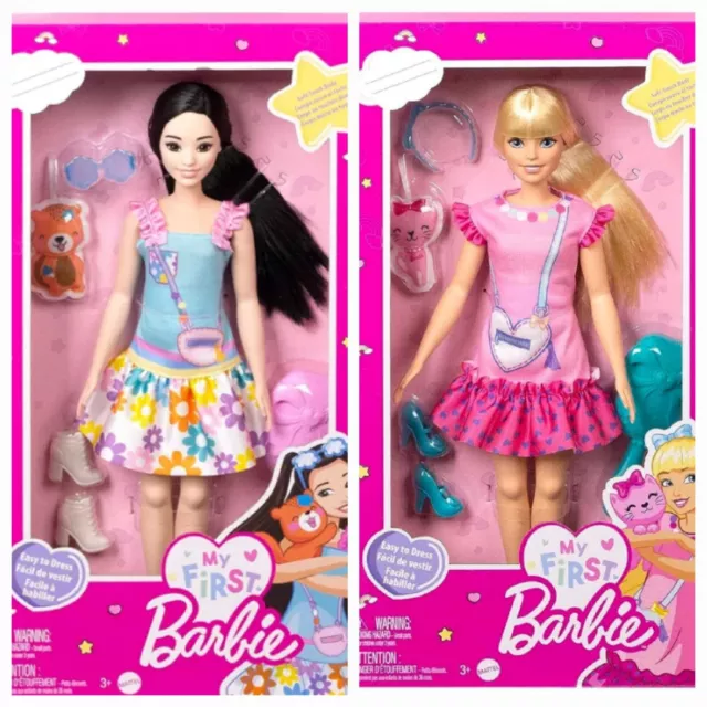 (2) Barbie My First Barbie Preschool Doll, Malibu, Renee 13.5" Soft Posable Body