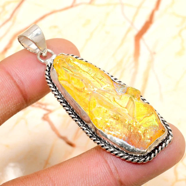 Crystal Titanium Gemstone Handmade Gift Jewelry Pendant 2.16" i736