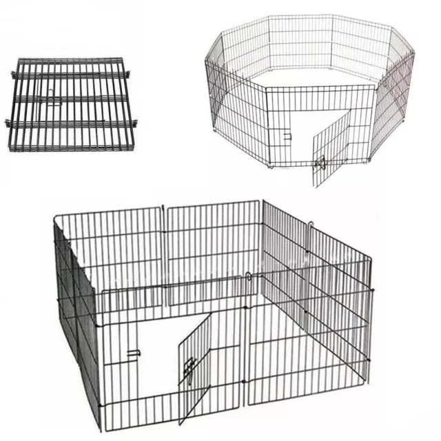 Dog Pet Pen 8 Panel Puppy Rabbit Metal Playpen Run Cage Foldable Fence Enclosure