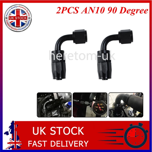 2 pz raccordo tubo AN -10 AN10 per tubo CPE nero a flusso rapido a 90 gradi Regno Unito