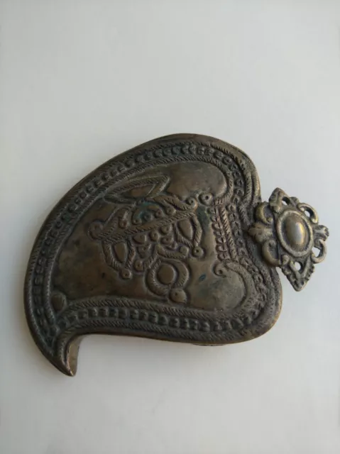 Ornamented Warriors Belt Buckle Ancient Medieval Bronze Decoration