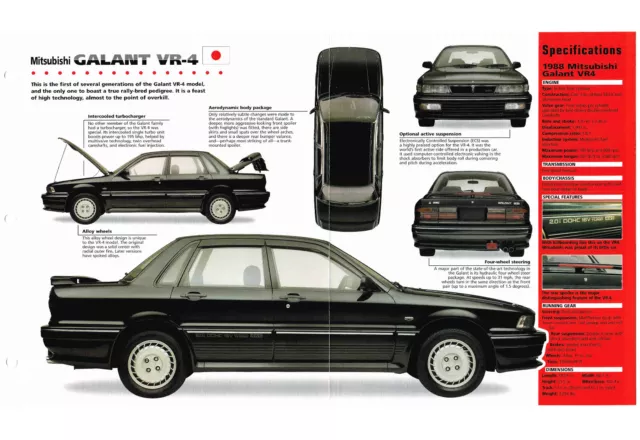 MITSUBISHI GALANT VR-4 SPEC SHEET / Brochure / Pamphlet: 1987,1988,1989,1990,VR4