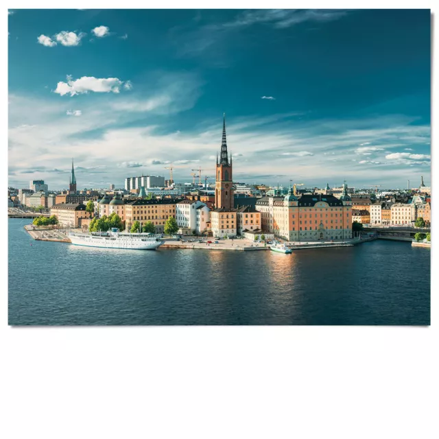 Skyline Stockholm als XXL Panorama Wandbild, Leinwandbild Acrylglasbild Schweden