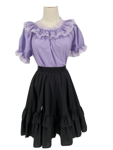 Vtg Sm Malco Modes Circle Skirt Unmarked Blouse 2 Piece Square Dancing Outfit