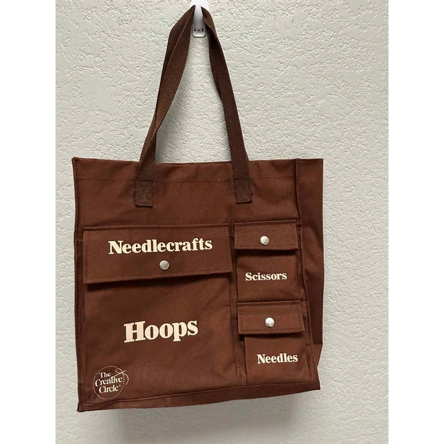 The Creative Circle Brown Canvas Needlework Tote Bag