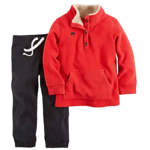 Carters Infant Boys Elephant Red Athletic Fleece Jacket & Pants 2 PC Outfit