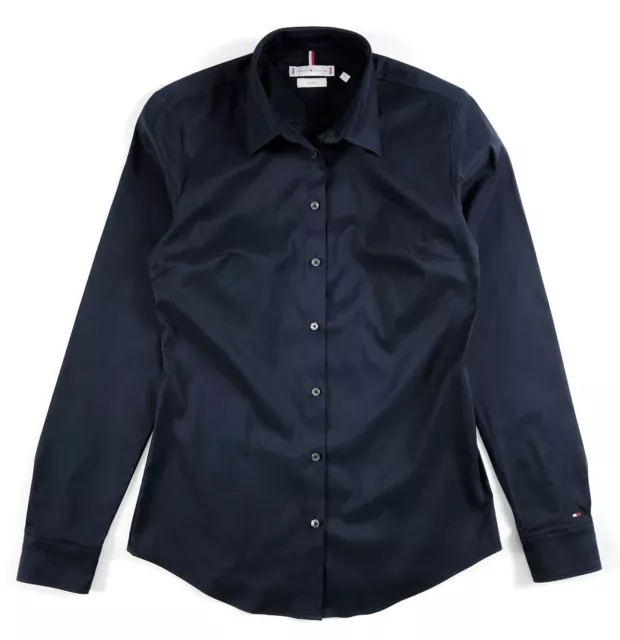 Tommy Hilfiger Shirt Women's Fitted Fit Sateen Poplin Midnight Blue 1M87647510