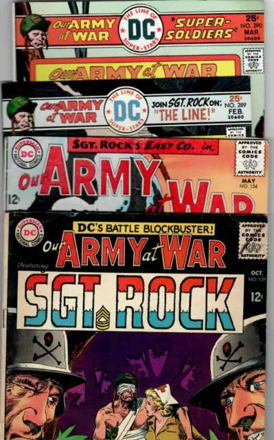 Our Army at War featuring Sgt. Rock # 154,159,289,290 D.C. 1965-1975 War Lot