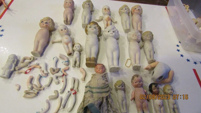 Lot of  Antique Miniature All Bisque Dolls, Japan to clean repair or dress Parts