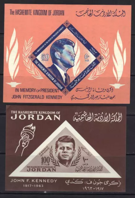 Jordan 1964-65 John Kennedy Deux Imperf Souvenir Feuilles S.G.594 , 660