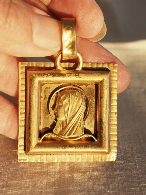 Pendentif Croix émaillée Ancien Jean Augis - Bronze - Occasion - Bijou Religieux