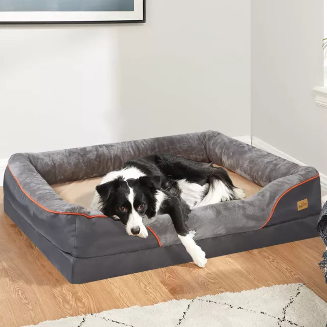 Jumbo Large Orthopedic Dog Bed Memory Foam Pet Sofa Couch Elevated Cushion Warm