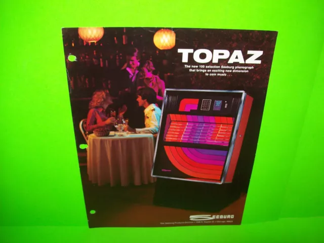 Seeburg TOPAZ 100-77D Original 1976 Jukebox Phonograph Music Promo Sales FLYER
