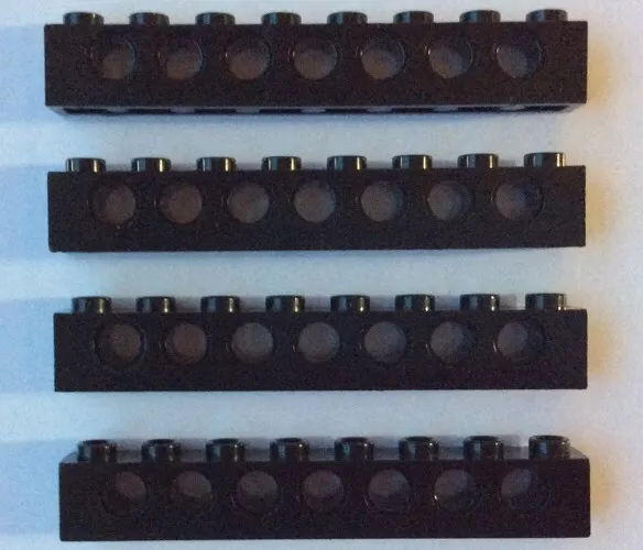 LEGO 3702 Noir Technic Lot de 4 Brique Poutre Trou 1x8 Brick Holes Black