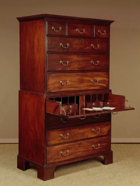 Antique George III Mahogany Secretaire Chest on Chest c.1800