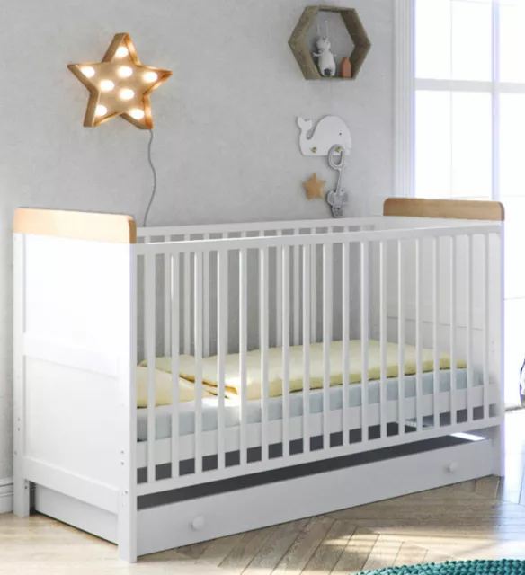 Little Acorns Classic Milano Cot Bed 6 Piece Nursery Furniture Set with Mattress 2