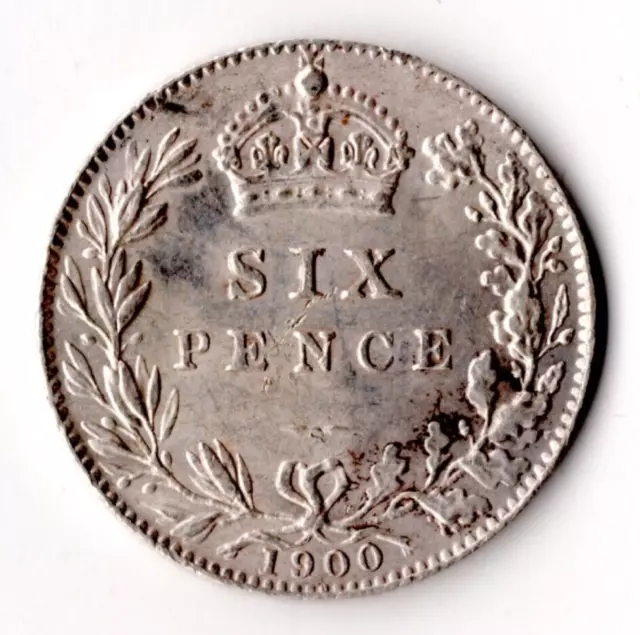 1900 Queen Victoria Sixpence, Silver (.925) 2.83g 19.3mm. Collectable Grade