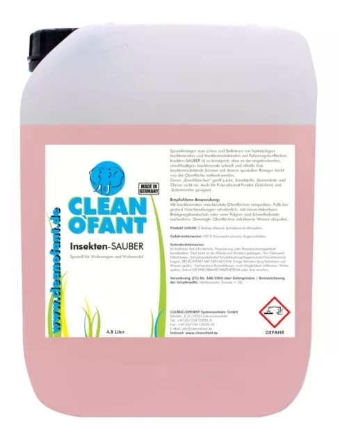 CLEANOFANT Insekten-SAUBER (Insektenentferner) 4,8 Liter - Wohnwagen Wohnmobil