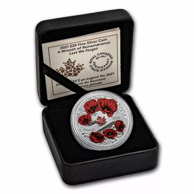 2021 Canada $20 Wreath of Remembrance Lest We Forget 1 oz Pure Silver