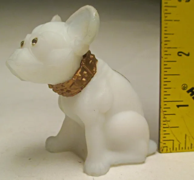 Vintage Westmoreland Glass Company #BD-2 Novelty Bulldog Milk Glass Satin 1930's