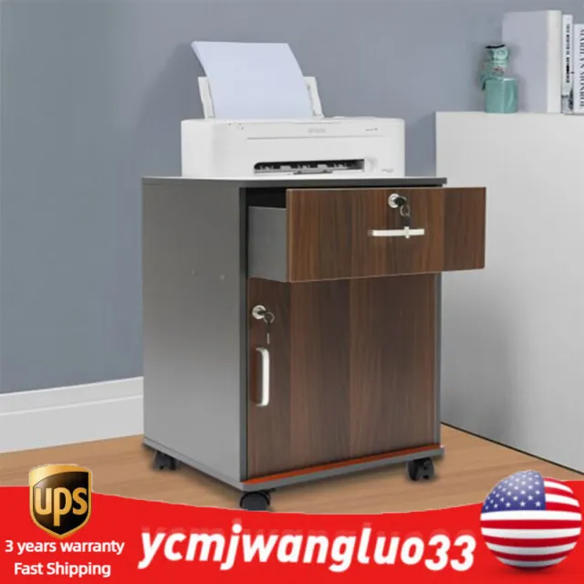 Rolling Office Cabinet Organizer File Storage Lock Filing Cabinet Drawer 2 Tiers