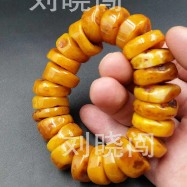 Retro abacus bead amber bracelet amber beeswax Buddhism Handmade Yoga Energy