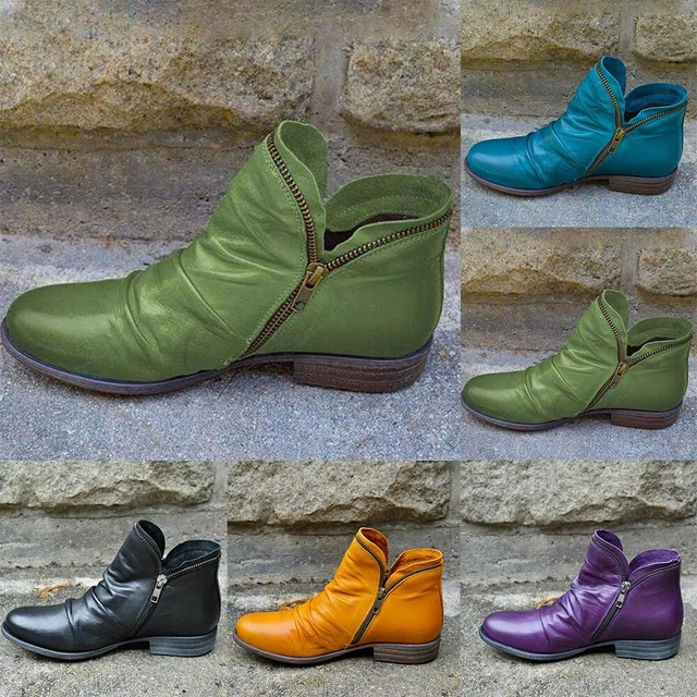 Femme Bottes Neuf Cuir Bottines Plat Chaussures Automne Hiver Neige Semelle