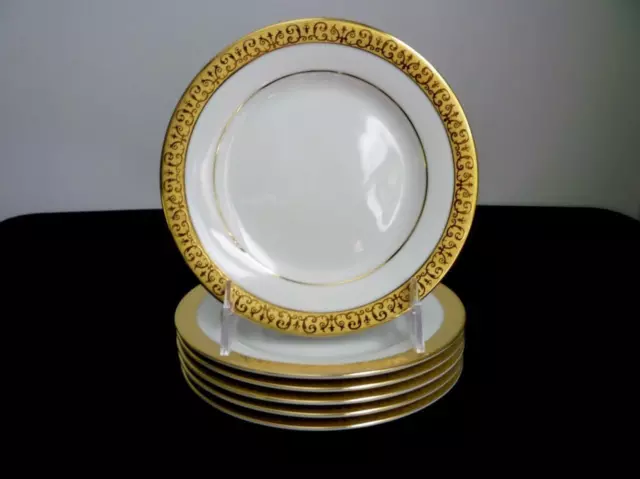 Set 6 Royal Gallery Gold Buffet 6 1/2" Bread & Butter Plates - No Center Design