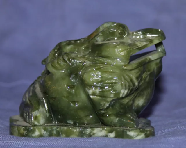 Carved Green Marble Frog Toad Figurine