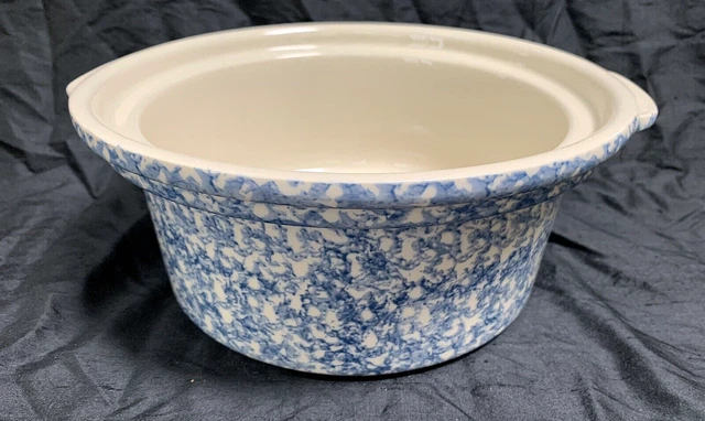 Workshops Gerald E Henn Roseville Pottery 2Qt Casserole Blue Spongeware No Lid