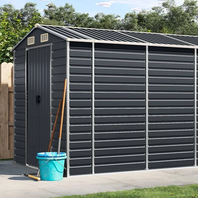 vidaXL Garden Shed Anthracite 191x470x198 cm Galvanised Steel