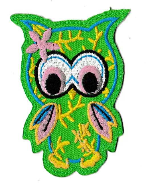 Patche Hibou Chouette vert écusson blason patche thermocollant