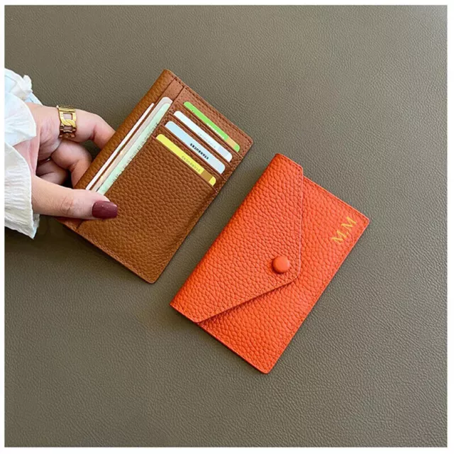 Genuine Leather Card Holder Mini Short Envelope Women Wallet Credit Card Purse